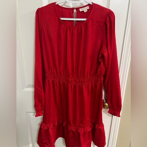21) Women's Long Sleeve Satin Dress - Knox Rose Red MEDIUM New without tag - Picture 3 of 6